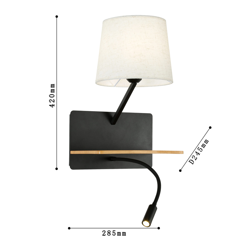 Бра с абажуром и гибким спотом Trumpet Wall Black USB Бра с абажуром и гибким спотом Trumpet Wall Black USB в Саратове
