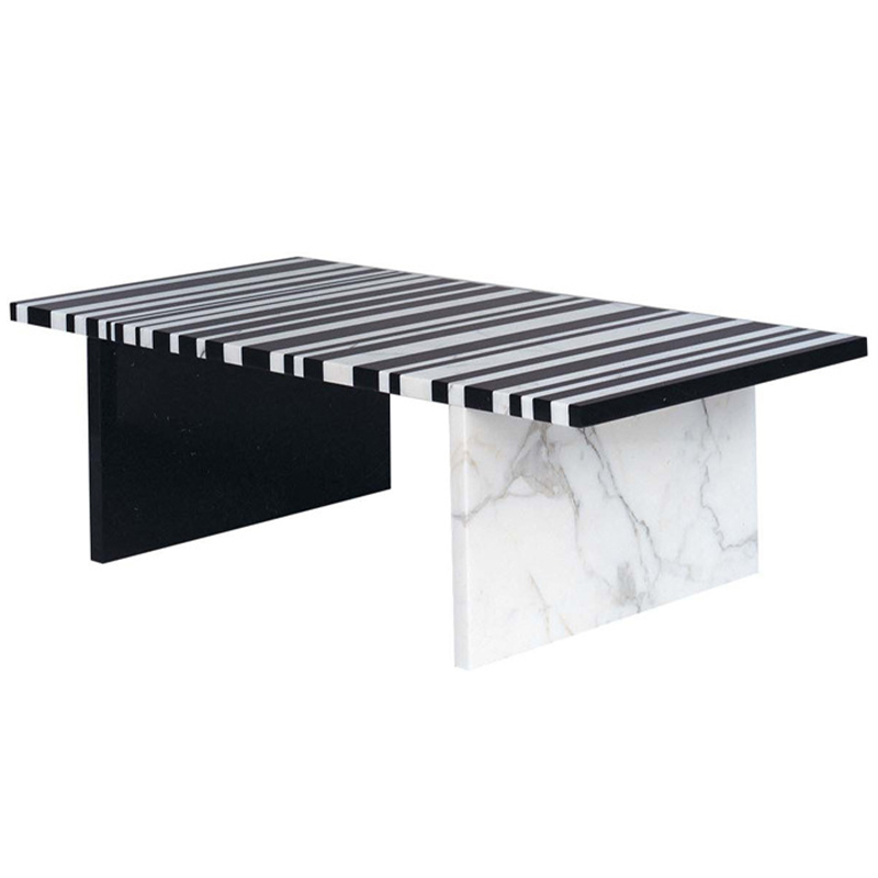 Кофейный стол CODICE A BARRE Black & White Marble Coffee Table Черно-белый Черный Мрамор Nero Белый Мрамор Bianco в Саратове | Loft Concept 