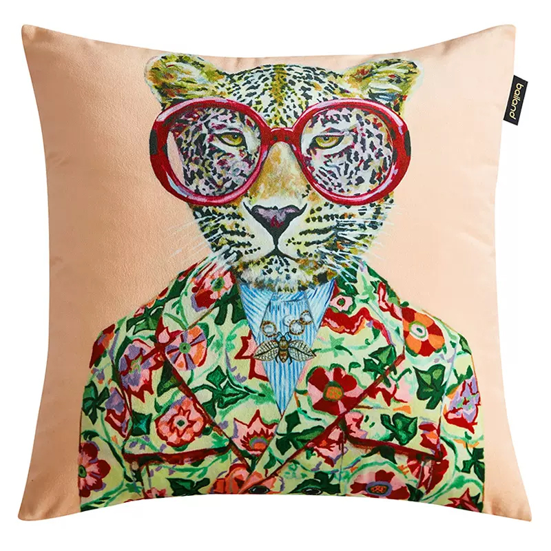 Декоративная подушка Стиль Gucci Fashion Animals Cushion Peach Мульти в Саратове | Loft Concept 