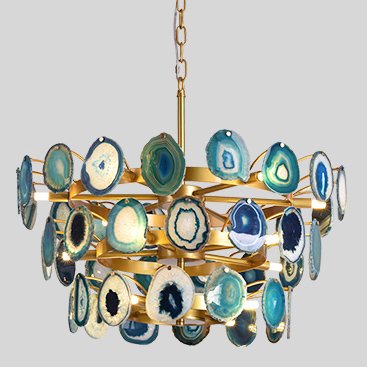 Люстра Agate Burst Chandelier 3 Round blue Зеленый Золотой в Саратове | Loft Concept 