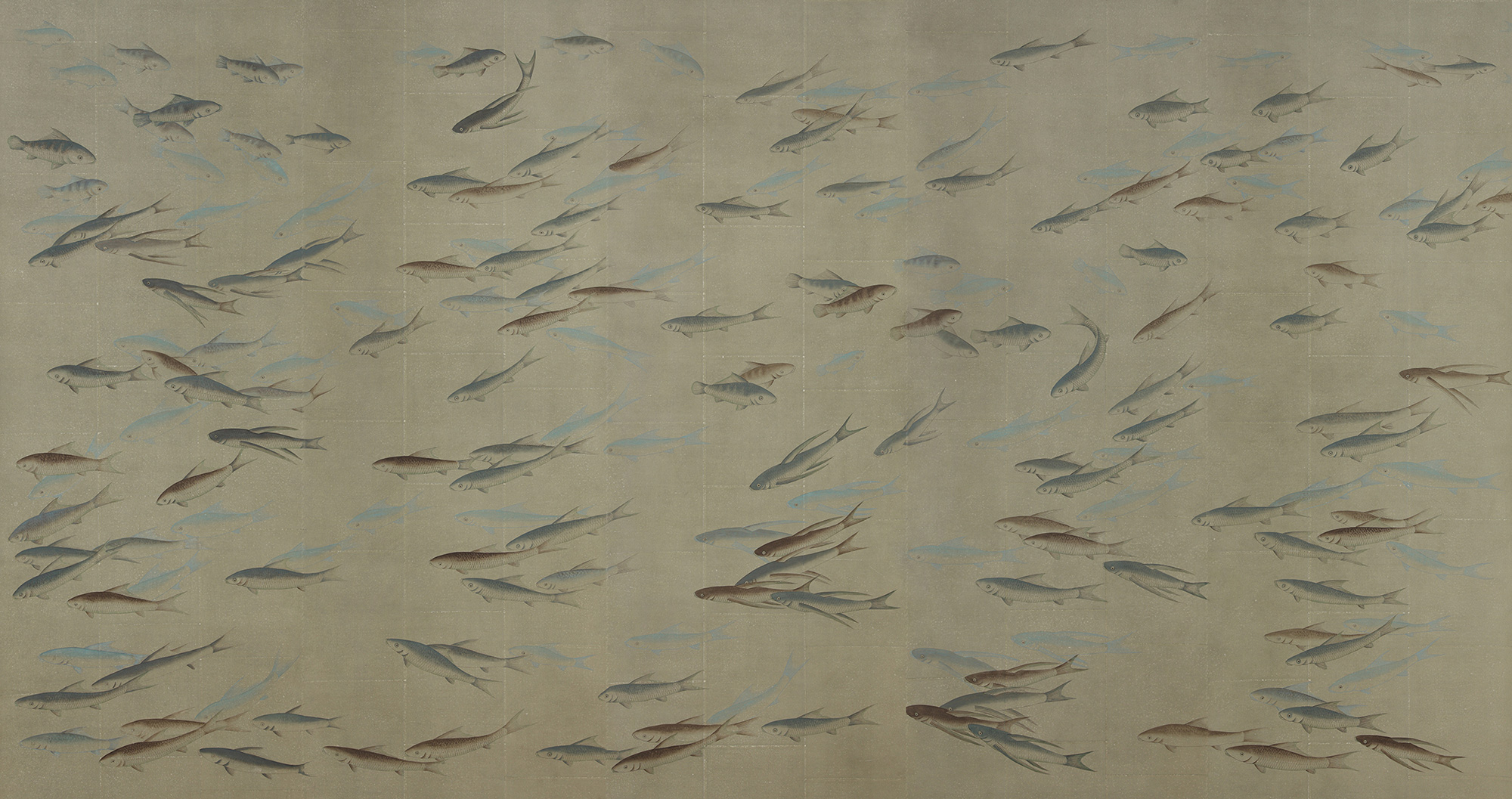 Обои ручная роспись Fishes Special Colourway on Lead Grey India tea paper Обои ручная роспись Fishes Special Colourway on Lead Grey India tea paper - постер Loft-Concept в Саратове