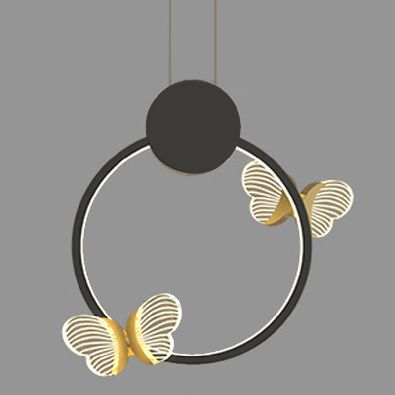 Светильник Butterfly Black Circle Прозрачный Черный Золотой в Саратове | Loft Concept 