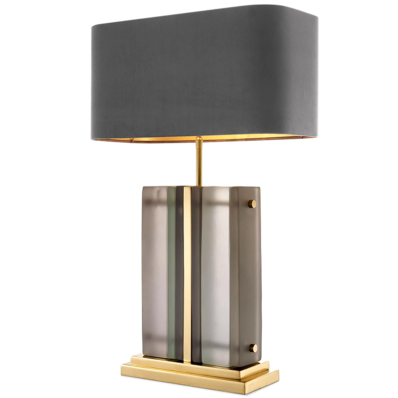 Настольная лампа Eichholtz Table Lamp Solana Brass Стекло Смок Латунь Серый в Саратове | Loft Concept 