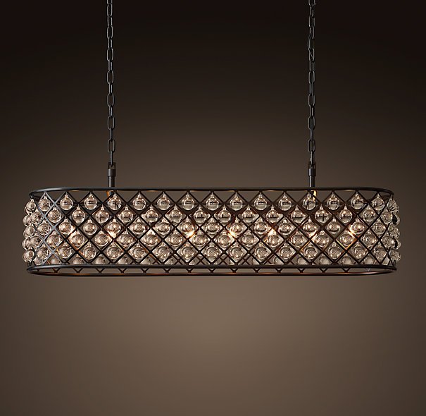 Люстра RH Spencer Rectangular Chandelier 120 Черный в Саратове | Loft Concept 