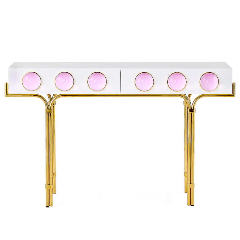 Консоль Globo Console Розовый цвет Белый Розовый Золотой Консоль Globo Console Розовый цвет Белый Розовый Золотой в Саратове | Loft Concept