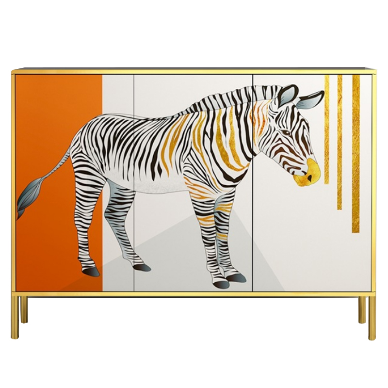 Комод Зебра Chest of drawers Zebra ivory ( слоновая кость ) Оранжевый Латунь в Саратове | Loft Concept 