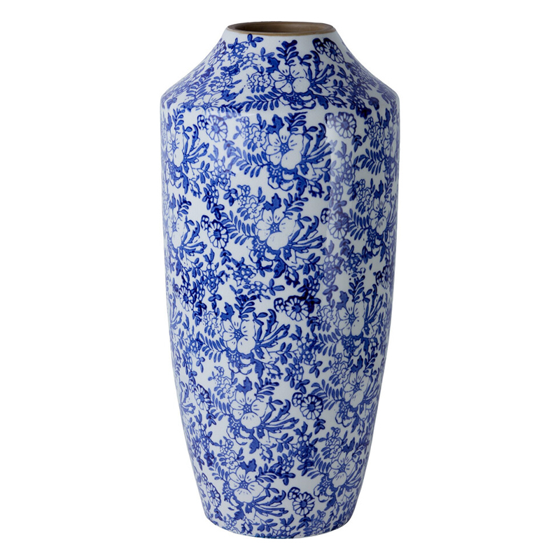 Ваза с синим цветочным узором Blue & White Ornament Белый Синий Ваза с синим цветочным узором Blue & White Ornament Белый Синий в Саратове | Loft Concept