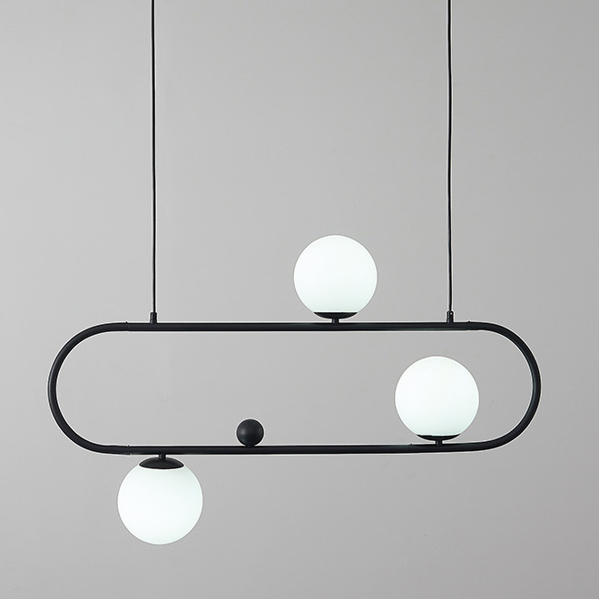 Люстра Horizontal Balls Balance Black 3 Черный Белый Люстра Horizontal Balls Balance Black 3 Черный Белый в Саратове | Loft Concept
