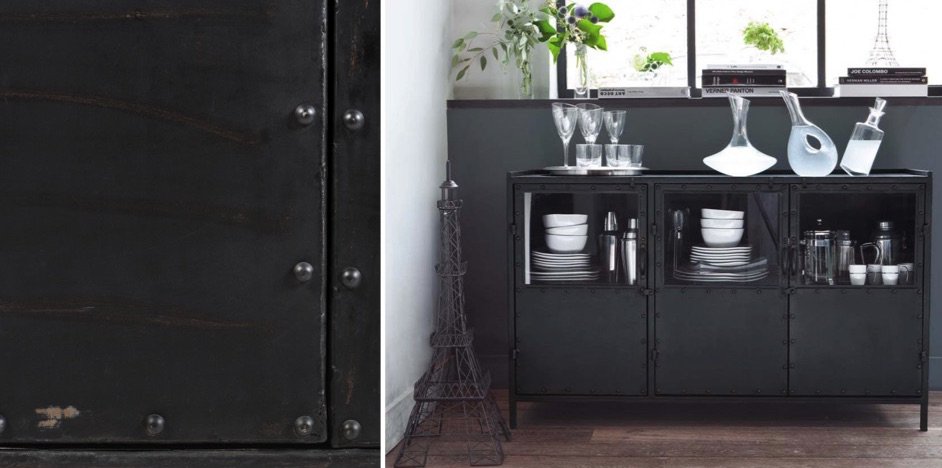 Буфет в стиле Лофт черный Industrial Vitre Big Buffet Буфет в стиле Лофт черный Industrial Vitre Big Buffet - Loft-Concept в Саратове