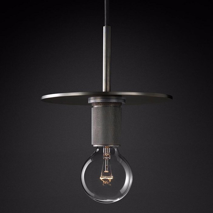 Подвесной светильник RH Utilitaire Disk Shade Pendant Black Темная бронза Прозрачное Стекло Подвесной светильник RH Utilitaire Disk Shade Pendant Black Темная бронза Прозрачное Стекло в Саратове | Loft Concept
