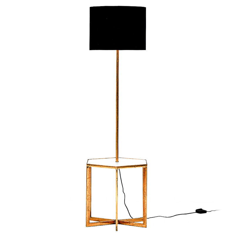 Напольная лампа Steno Floor lamp Белый Черный Винтажное глянцевое золото с состаренным эффектом в Саратове | Loft Concept 