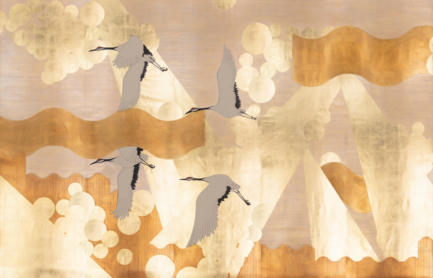 Обои ручная роспись Namban Colourway SC-244 on Deep Rich Gold gilded paper Обои ручная роспись Namban Colourway SC-244 on Deep Rich Gold gilded paper - постер Loft-Concept в Саратове