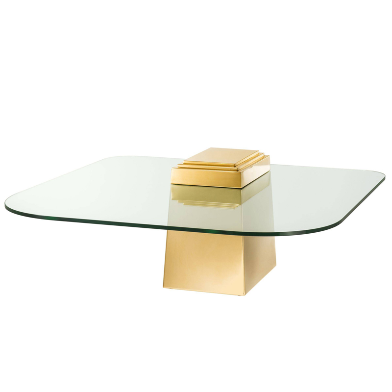 Кофейный стол Eichholtz Coffee Table Orient Gold Глянцевое золото Прозрачный в Саратове | Loft Concept 