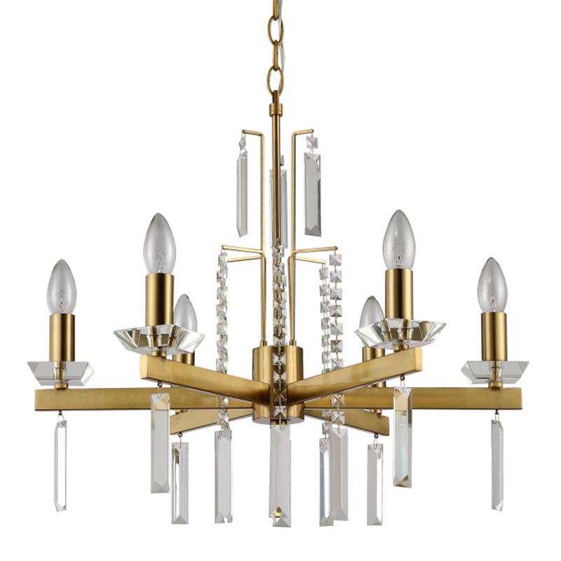 Люстра Vivien Crystal Brass Chandelier 6 Латунь Серый в Саратове | Loft Concept 