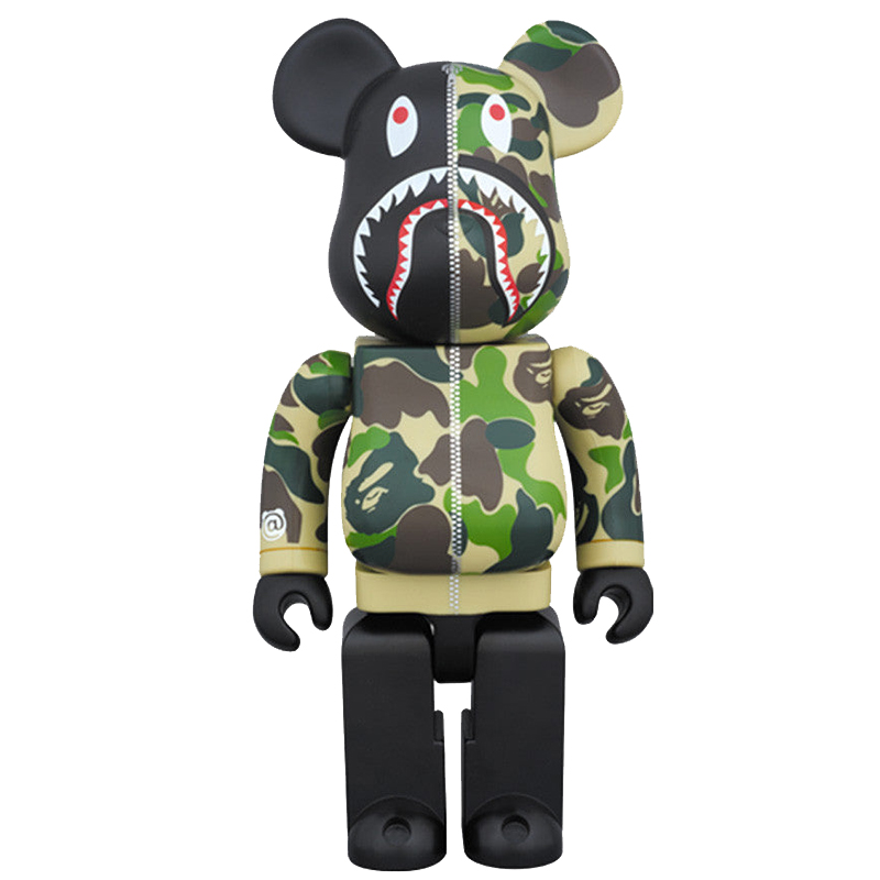 Статуэтка Bearbrick Camo Shark Зеленый Черный в Саратове | Loft Concept 