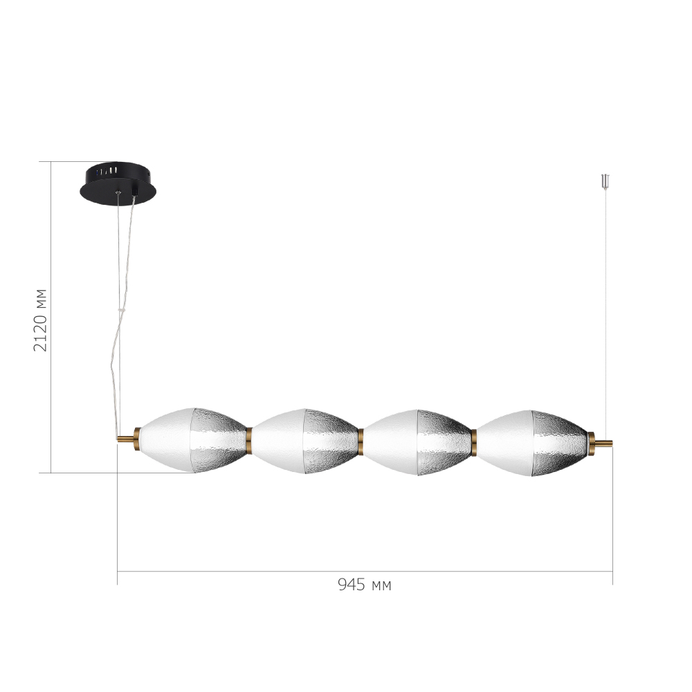 Подвесной светильник линейный в сочетании двух разных фактур стекла Enchanting в Саратове