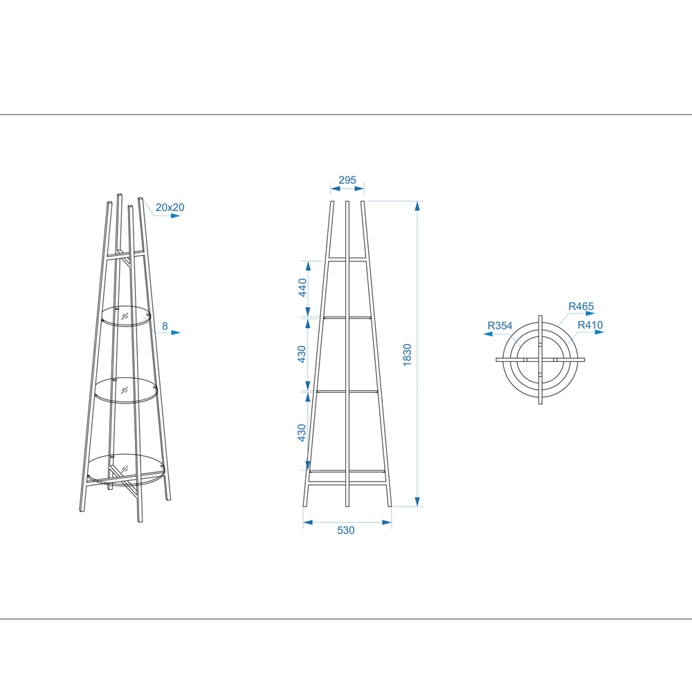 Стеллаж конусообразный с прозрачными стеклянными полками Tower в Саратове