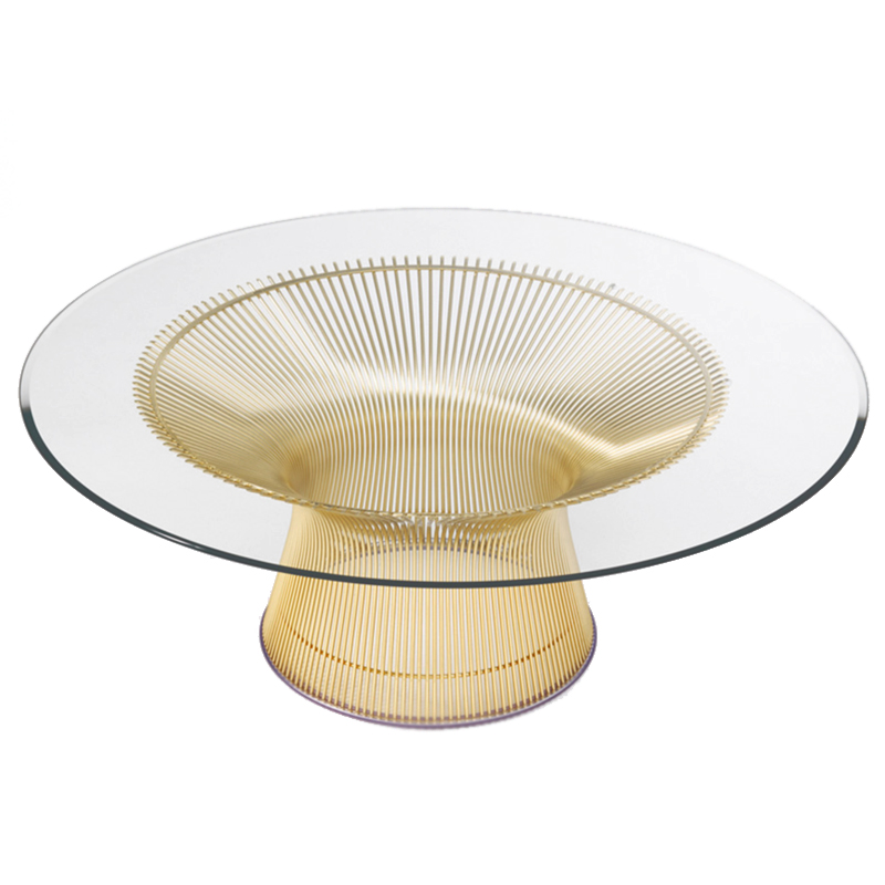 Стол Platner Coffee Gold Глянцевое золото Прозрачное Стекло в Саратове | Loft Concept 