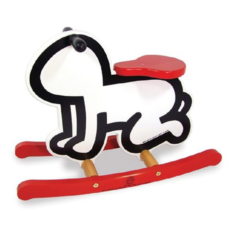 Детская деревянная качалка VILAC KEITH HARING ROCKER BABY TOY-WHITE Красный Черный Белый в Саратове | Loft Concept 