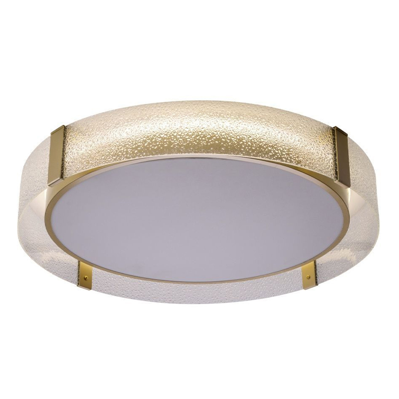 Потолочный светильник круглой формы из стали и стекла Round Glass Brass Латунь Потолочный светильник круглой формы из стали и стекла Round Glass Brass Латунь в Саратове | Loft Concept