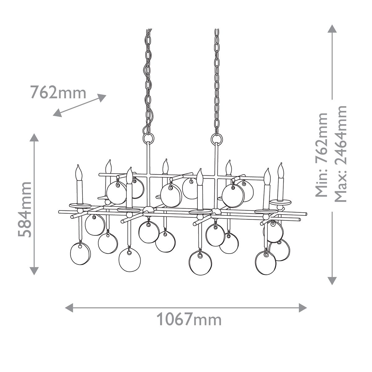 Люстра подвесная с 8-ю лампами и стеклянными круглыми подвесками Currey & Company в Саратове