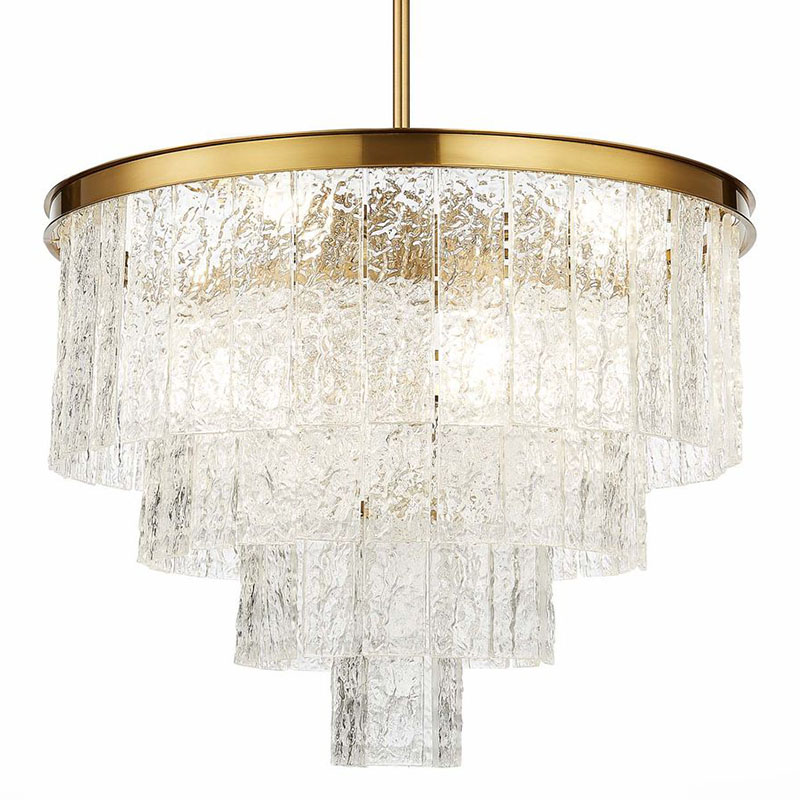 Люстра Renea Textured Glass Chandelier Brass D60 Латунь Прозрачное Стекло в Саратове | Loft Concept 