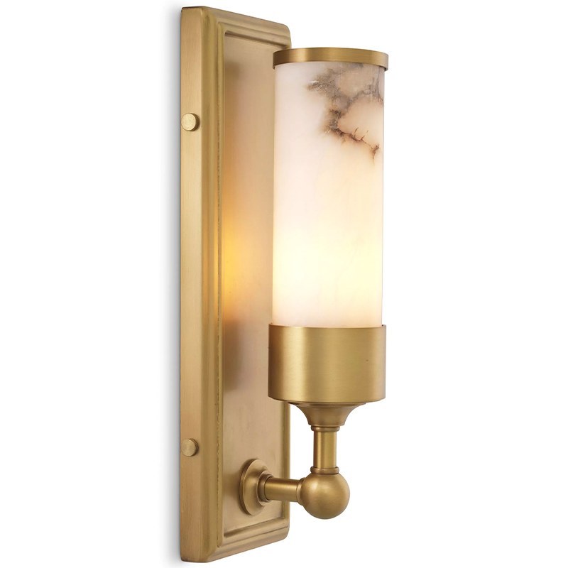 Бра Eichholtz Wall Lamp Valentine Alabaster Бежевый Белый Мрамор Bianco Латунь в Саратове | Loft Concept 