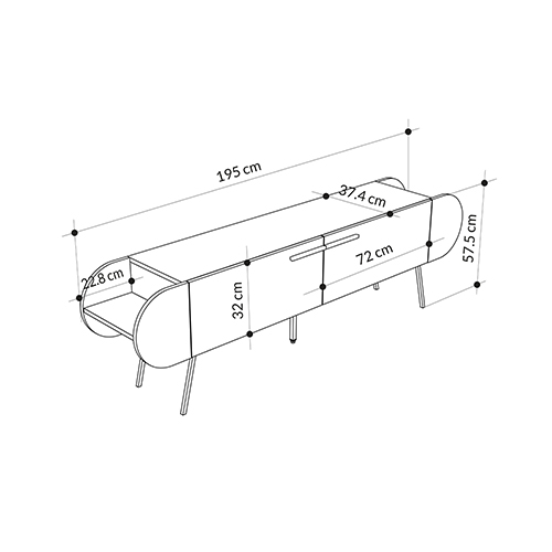 ТВ-тумба серая с 2-мя откидными дверцами и 2-мя открытыми полками CAPSULE TV STAND RETRO GREY в Саратове