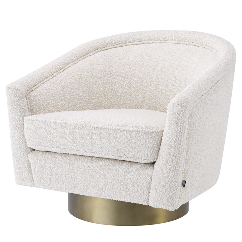 Кресло Eichholtz Swivel Chair Catene Boucle cream Кремовый матовое золото в Саратове | Loft Concept 