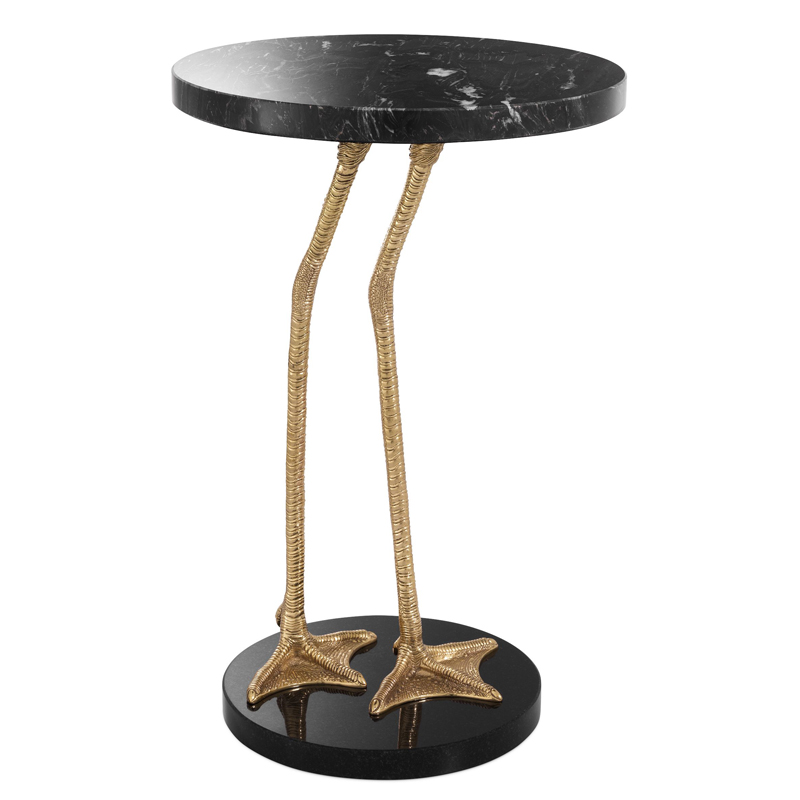 Приставной стол Eichholtz Side Table Lagoon Латунь Черный Мрамор Nero Черный в Саратове | Loft Concept 