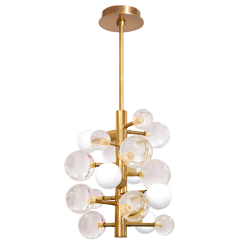 Светильник Jonathan Adler GLOBO FIVE-LIGHT CHANDELIER Clear Золотой Прозрачное Стекло Белый в Саратове | Loft Concept 