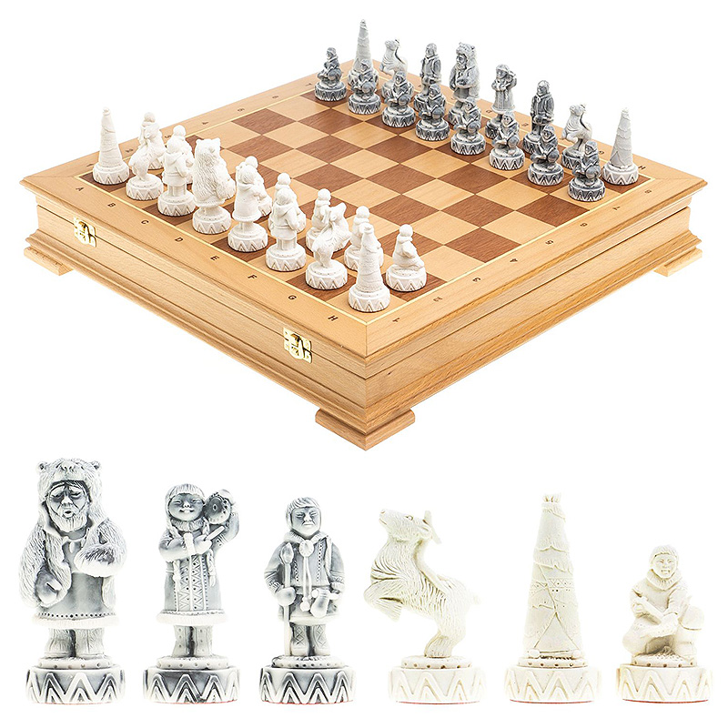 Шахматы Северные народы в ларце из натурального бука Decorative Thematic Chess Белый Серый Оранжевый Коричневый Шахматы Северные народы в ларце из натурального бука Decorative Thematic Chess Белый Серый Оранжевый Коричневый в Саратове | Loft Concept
