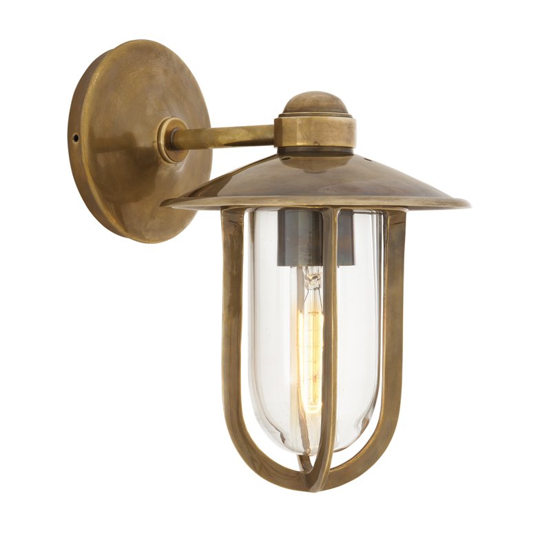 Бра Eichholtz Wall Lamp Seg Harbour Brass Латунь Античная полированная Прозрачное Стекло в Саратове | Loft Concept 