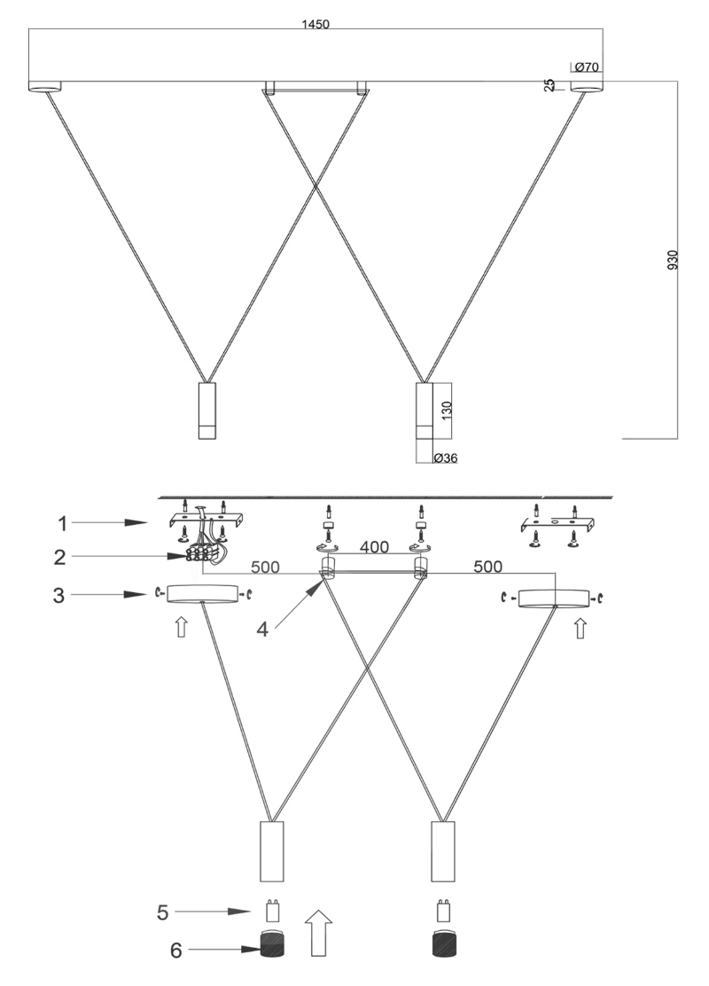 Wireflow LED White Suspension lam 2 патрона в Саратове