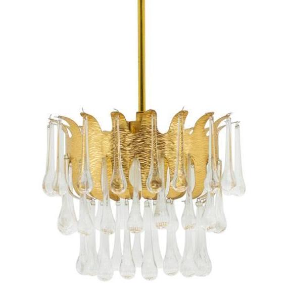 Люстра Ernst Palme Glass and Gilded Brass Chandelier Золотой в Саратове | Loft Concept 