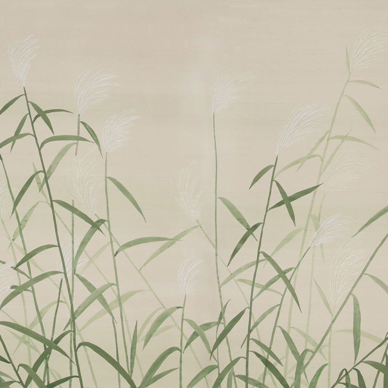 Обои ручная роспись Wild Grasses Special Colourway on Bleached Silver slub silk  в Саратове | Loft Concept 