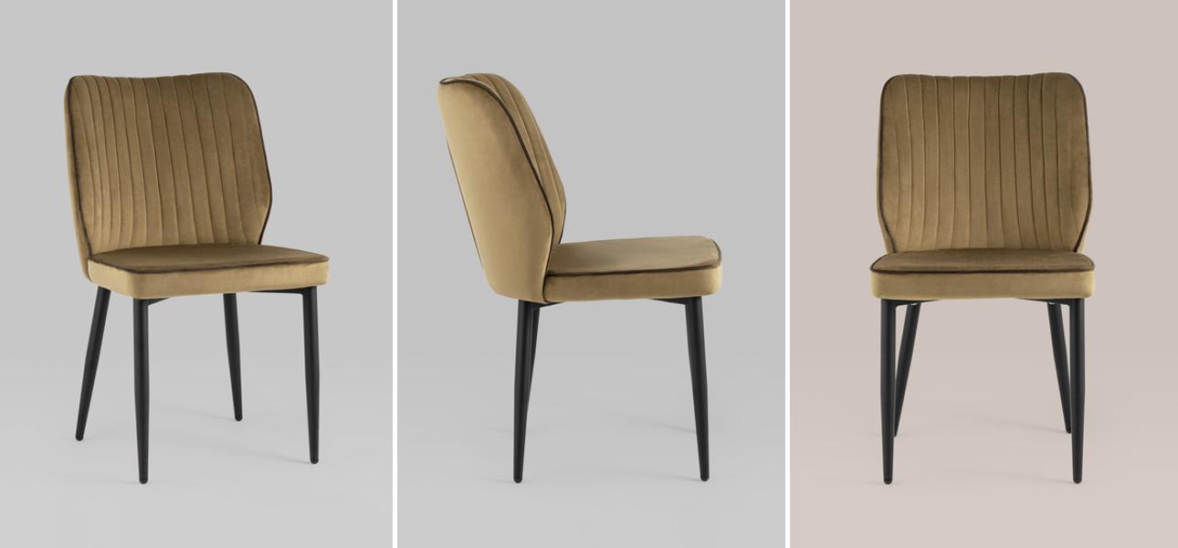 Стул Lawrence Chair Велюр Карамель Коричневый кант - фото