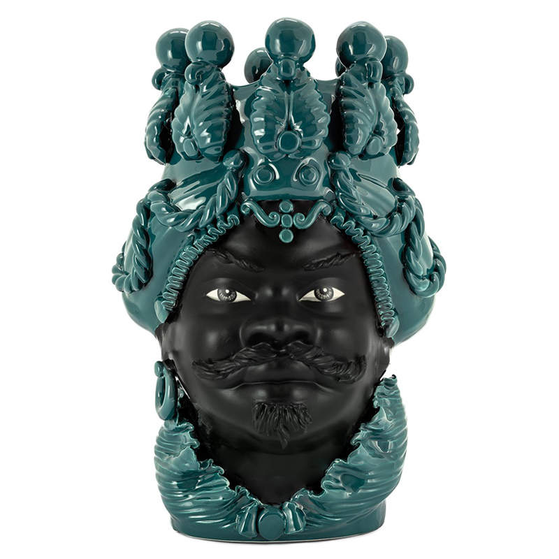 Ваза VASE MORO BIG MAN SIMPLY MAT dark turquoise Черный Бирюзовый в Саратове | Loft Concept 