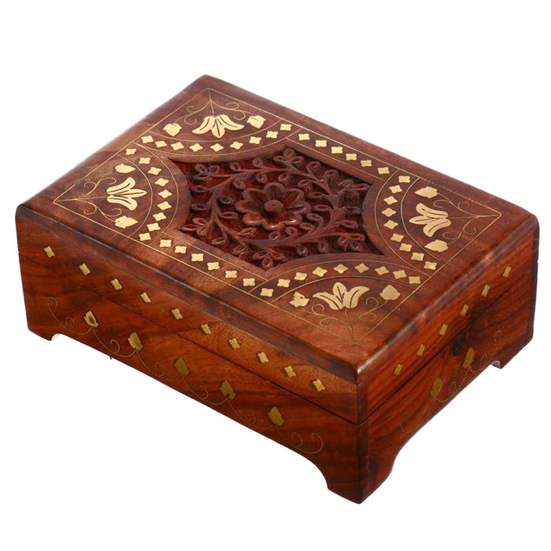 Шкатулка Fulari Indian Inlay Box Коричневый в Саратове | Loft Concept 