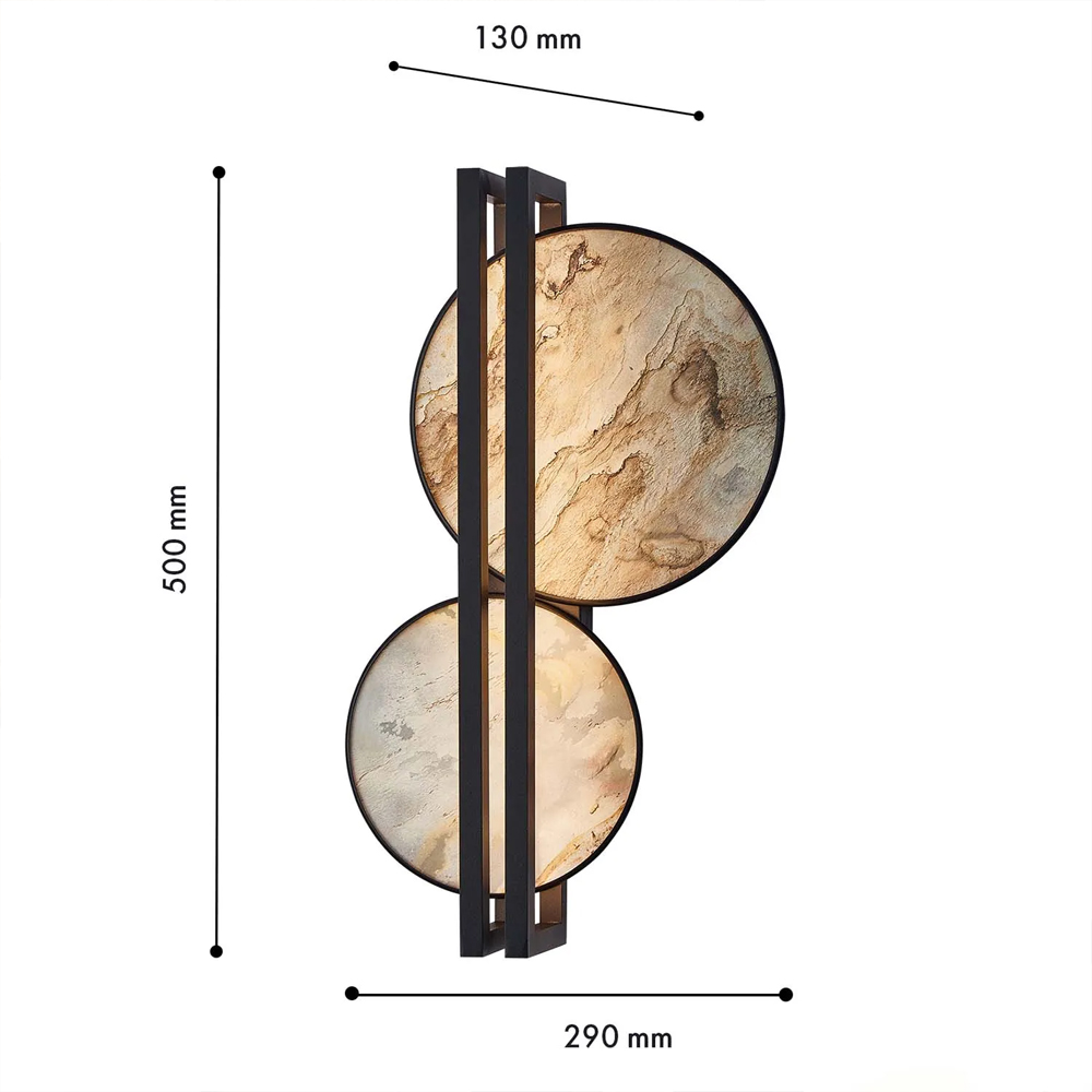 Бра из двух каменных дисков в металлической раме Constellation в Саратове