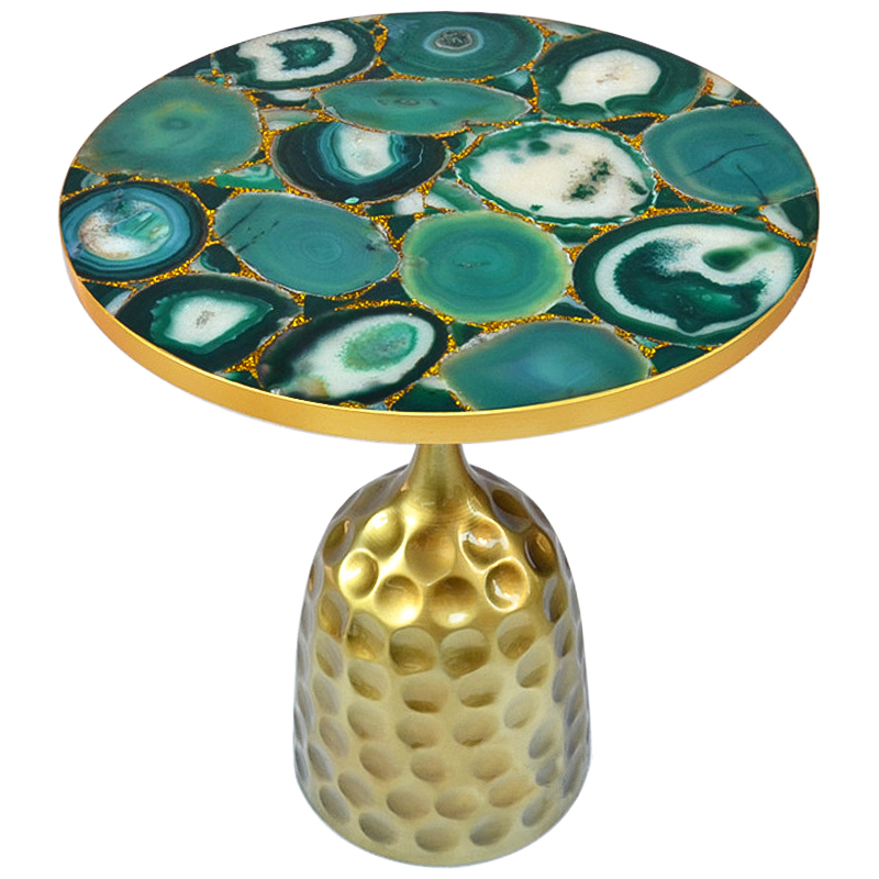 Приставной стол Cluster Surface Green Agate Side Table Зеленый Латунь Золотой в Саратове | Loft Concept 