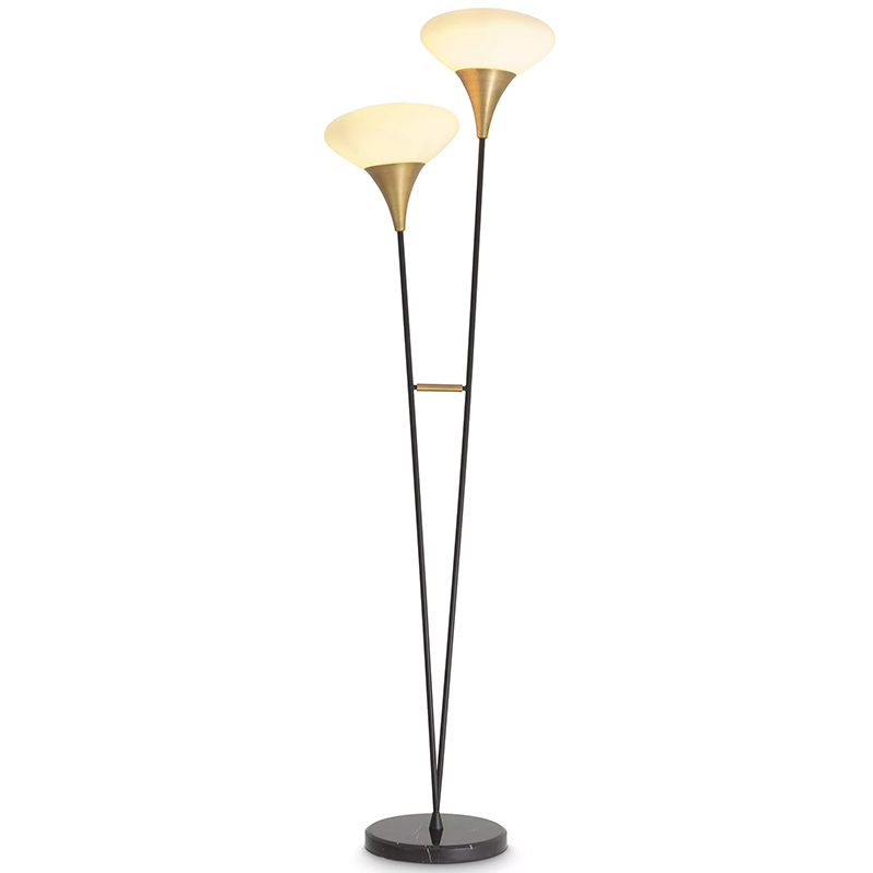 Торшер Eichholtz Floor Lamp Duco Латунь Белый Черный Черный Мрамор Nero в Саратове | Loft Concept 