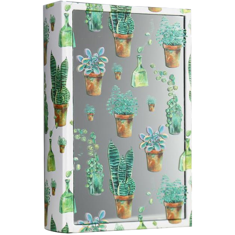 Шкатулка-книга Succulents Mirror Book Box Белый Зеленый Коричневый в Саратове | Loft Concept 