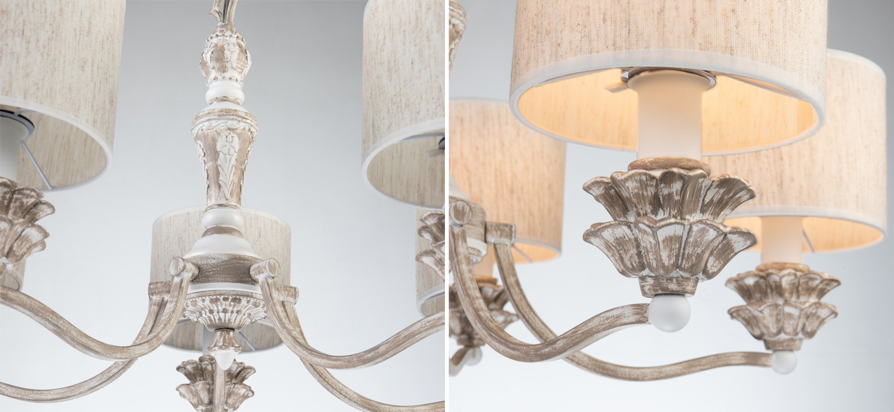 Люстра с абажурами из рогожки Toulouse D67 см - фото №1