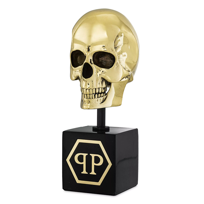 Статуэтка Philipp Plein Gold Skull S Золотой Черный в Саратове | Loft Concept 