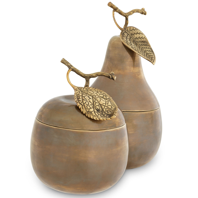 Комплект шкатулок Eichholtz Box Apple & Pear set of 2 brass Винтажная латунь в Саратове | Loft Concept 