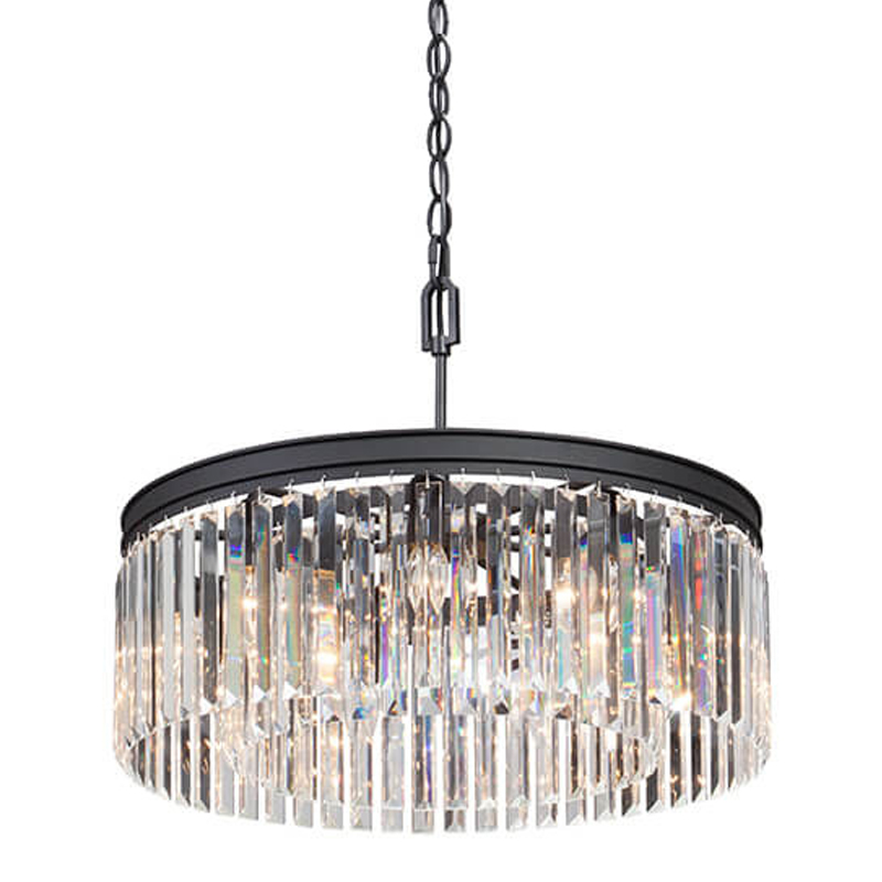 Люстра RH Rhys CLEAR GLASS Prism Round Chandelier прозрачное стекло 40 Черный матовый в Саратове | Loft Concept 