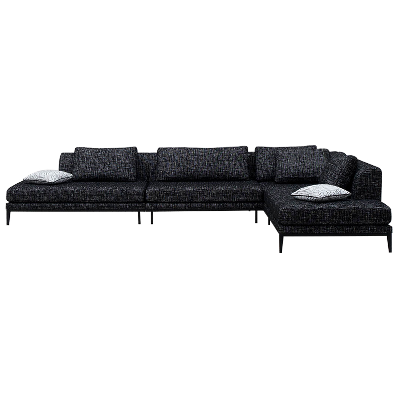 Угловой диван Ferguson Sofa Black Черный Черно-белый в Саратове | Loft Concept 