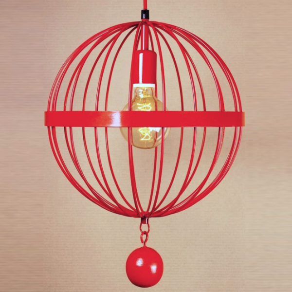 Подвесной светильник Wire Cage Pendant Spher Red Красный в Саратове | Loft Concept 