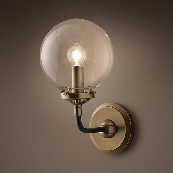 Бра Bistro Globe Clear Glass Single Sconce Brass  в Саратове | Loft Concept 